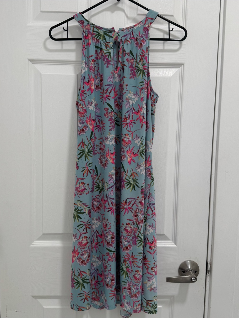 TACERA blue floral tunic dress